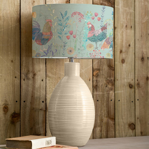Pazarium Shop - Bilbury Flock Eva & Epona Complete Table Lamp Cream/Robins Egg