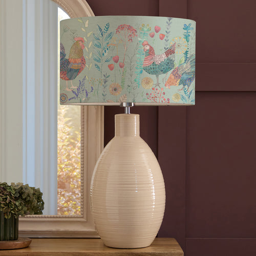Pazarium Shop - Bilbury Flock Eva & Epona Complete Table Lamp Cream/Robins Egg